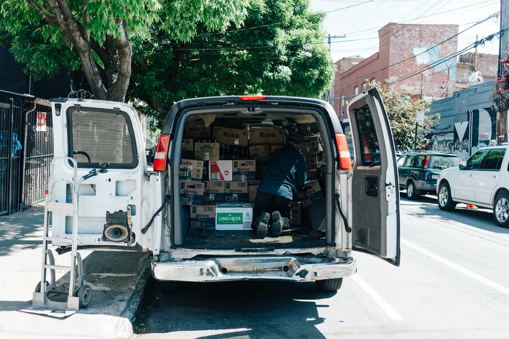 Service van stocked with parts on a city street